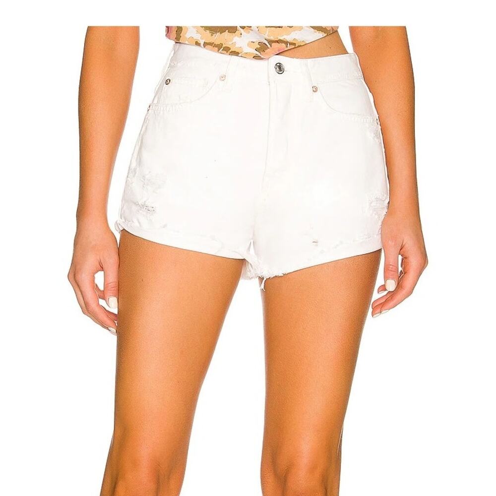 Free People Women's Lasso White Denim Shorts Size 25 $78